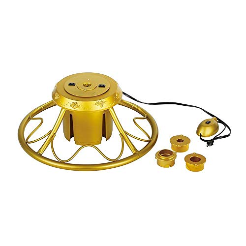 Home Heritage Rotating Christmas Tree Stand with Plug for Trees up to 9 Feet Tall, Gold