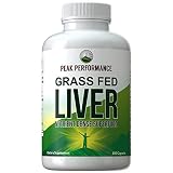 Grass Fed Desiccated Beef Liver Supplement by Peak Performance. 180 Capsules of Grassfed Liver Superfood Pills Rich in Natural Iron, Vitamins, Amino Acids. Great for Adrenal and Immune Support