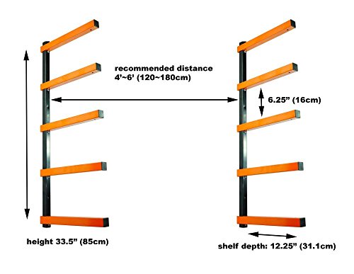 KASTFORCE KF1002 Lumber Storage Rack 5-Level System 110lbs per Level with Material Stop Holes and Durable Sheet Metal Screws, Wood Rack, Workshop Rack