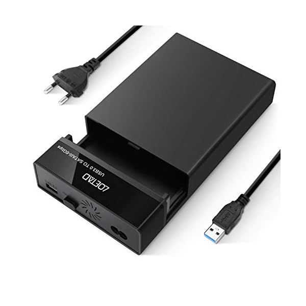 LOETAD Festplattengehäuse 3,5/2,5 Zoll USB 3.0 für SATA I/II/III SSD und HDD mit USB 3.0 Kabel und Netzteil