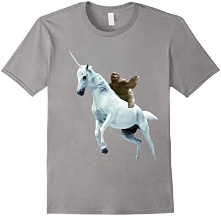 Mens Unicorn Sloth T Shirt Design- Funny Animal T Shirt Medium Slate