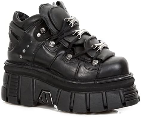 Amazon.com | New Rock Boots WALL106-S25 Unisex Metallic Black