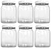 ½ Half Gallon PLASTIC Jars, Wide Mouth Jar, Clear, with Airtight Lined Fresh Seal Lid, Shatter-Proof Container Food Storage Safe PET 1 BPA Free 2 Quart 64 oz Canning, Great for Storing Snacks (6)