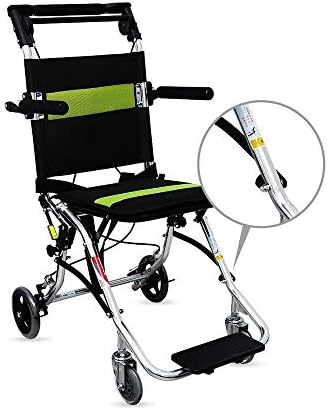 XJZHAN Portable Aluminum Wheelchair Lightweight Folding Hand Push Aircraft Wheelchair Scooter Suitable for Children
