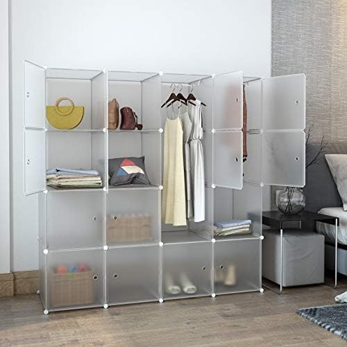 Natrke ワードローブ 組み立て式 クローゼット 衣類ケース 収納ボックス 衣類収納 Diy収納 収納棚 Diy可能 環境保護樹脂 鉄筋の骨組 防水 防塵 耐荷重 大容量 日本語説明書付き 16個セット