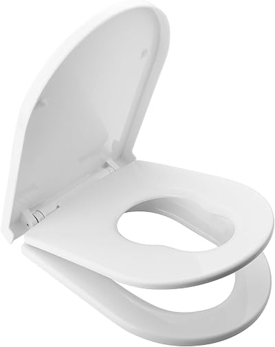 Ibergrif M41001-2 D Shape Family Toilet Seat White Soft Close with Built-in