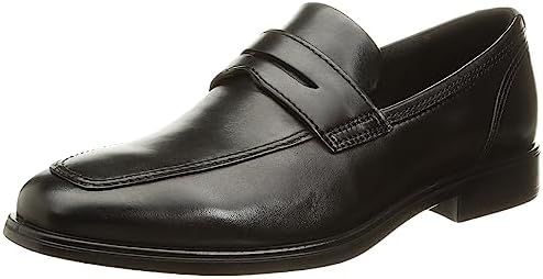 ECCO Men's Queenstown Penny Loafer Dress Oxford, Black,