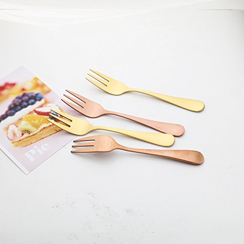 image for Sherily 12-Pieces Salad Forks Set, 5.5-Inch Rose Gold Reusable Metal S