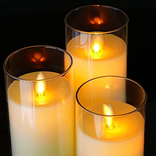 Flickering Flameless Candles, Battery Operated Acrylic LED Pillar