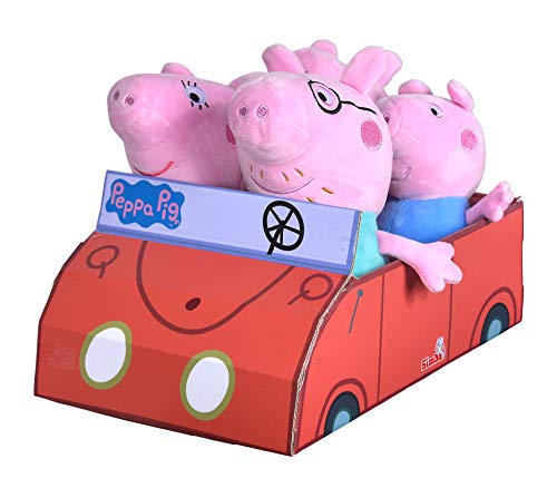 Simba 109261006 - Peppa Pig 4-tlg. Familienset im Auto, Schorsch 16cm, Peppa 17,5cm, Mama Wutz 19cm, und Papa 20cm… – Bild 3