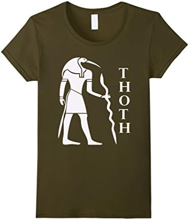 Women's Thoth Egyptian God of Knowledge Magic Writing Egyptian Shirt Medium Olive
