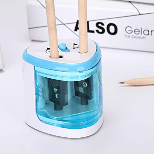 TUU Electric Pencil Sharpener | Double Hole Automatic Sharpener | Battery operated | Operated in School Classroom/Office/Home (blue)
