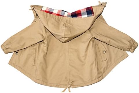 Elefun Kids Fashion Little Girl Cute Jaket with Hood and A Warm Checker Pattern Flannel Lining 18-24 Months,   Beige