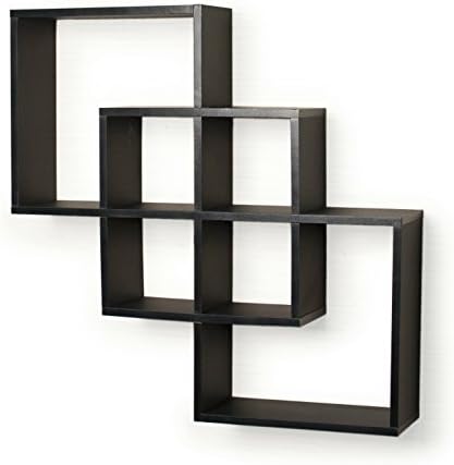 Decorative Squares Black Hanging Wall Shelf