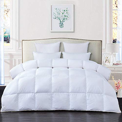 HOMBYS Luxurious Goose Down Feather Comforter Queen Size Duvet Insert