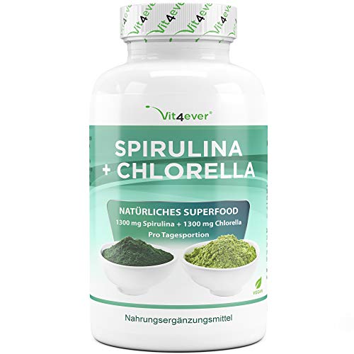 Vit4ever® Spirulina Chlorella Algen Kapseln 240 Stück mit jeweils 650