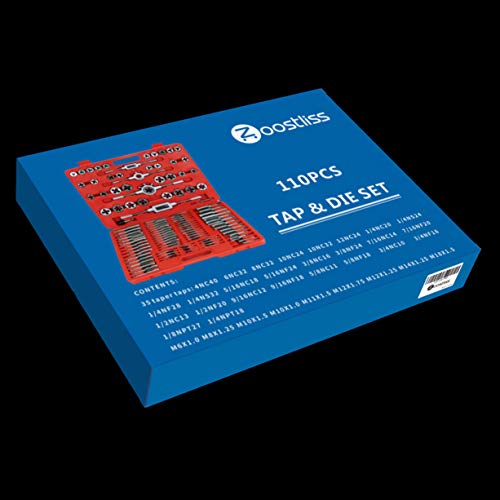 Zoostliss 110 Piece Bearing Steel Tap and Die Set Tungsten Steel Titanium Sae and Metric Tools - Thumbnail 7