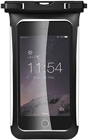 Waterproof Case, iFASCINATE Cellphone Dry Bag Pouch for iPhone 7 Plus, Samsung Galaxy Note 5 Device up to 5.7” IP68 Certificate with Adjustable Neck Strap (Black)