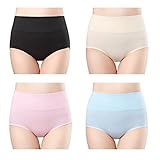 wirarpa Women's Cotton Underwear 4 Pack High Waisted Briefs No Muffin Top Ladies Comfort Panties Size 6