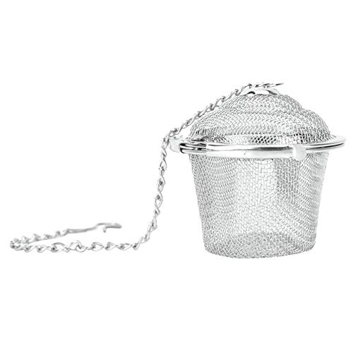 TOPINCN Reusable Coffee Tea Infusing Mesh Brewing Basket Stainless Steel Tea Strainer Mesh Ball Herbal Spice Filter Soup Infuser with Chain(M)