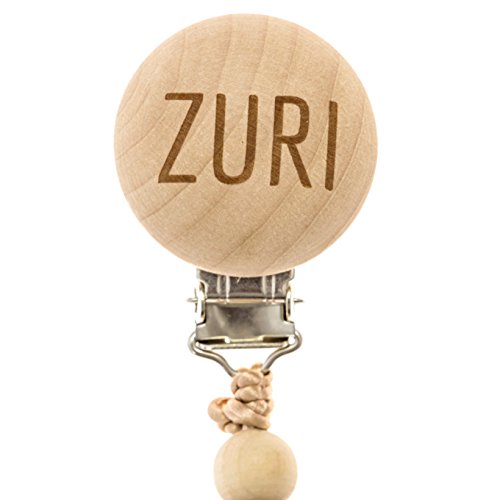 Zuri Wooden Pacifier Clip Binky Holder Silicon Chew Beads Soother Teether Nursing Clean Eco-Friendly Baby Shower Gift Toy - Thumbnail 3