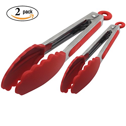 Hippih Premium Silicone Kitchen Tongs 2 Set (Big: 9-Inch & Small: 12-Inch) SPJ001