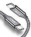 USB C to USB C 60W Fast Charging Cable, JSAUX[2 Pack 6.6ft] USB-C to USB-C Nylon Charger Cord Compatible with Samsung Galaxy Note 10 Plus A80, Google Pixel 2/3/3a/4 XL, iPad pro 2018 and More-Grey primary
