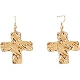 Retro Faith Women's Fashionable Earrings with a Drooping Cross Exquisite Hook Earrings Jewelry