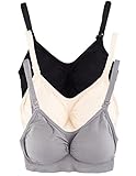 Caramel Cantina 3 Pack Nursing Maternity Soft Support Bra (Small, Basics)