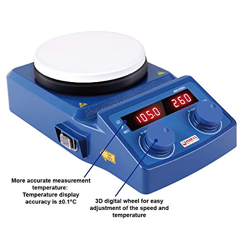 Four E's 5 Inch LED Digital Hotplate Magnetic Stirrer with Ceramic Coated Plate 100-1500RPM,5L, 600W for Scientific Laboratory - US Plug - Thumbnail 2