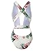 Begonia.K Women's Tropical Print Deep V-Neck Criss Cross Floral One Piece Swimsuit