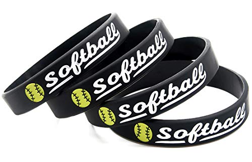 12-Pack-Softball-Bracelets-with-Motivational-Sports-Quotes-Wholesale-Pack-of-12-Silicone-Rubber-Wristbands-for-Bulk-Softball-Team-Gifts-and-Party-Favors-for-Boys-Girls-Men-Women