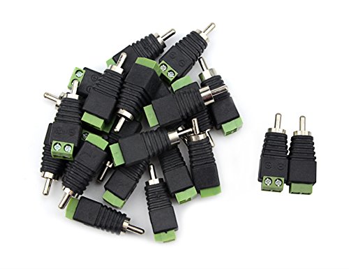 WGCD 20 PCS Phono RCA Male Plug to AV Screw Terminal Plug Connector Audio Video Adapter