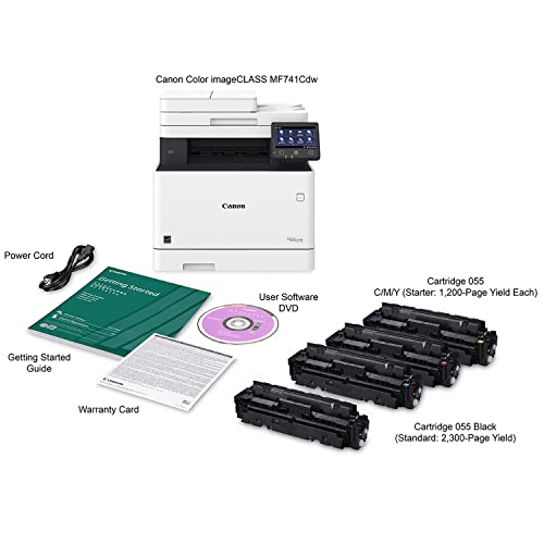 Canon imageCLASS MF741CdwA AllInOne Wireless Color Laser Printer for Business Office, White