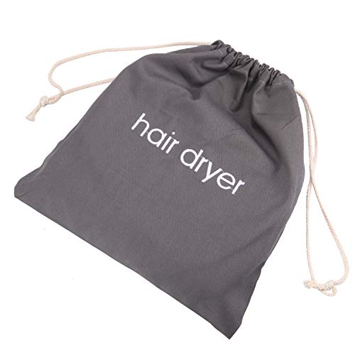 Senkary Hair Dryer Bags Drawstring Hairdryer Travel Bag Cotton Hair Dryer Storage Bag, 11.8 Inch by 13.8 Inch (Dark Gray)