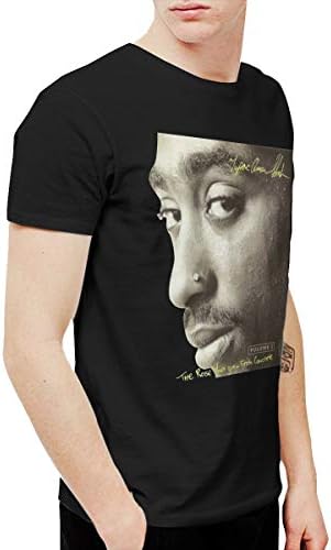 PeterF Men's Tupac Shakur The Rose That Grew from Concrete T Shirts Black