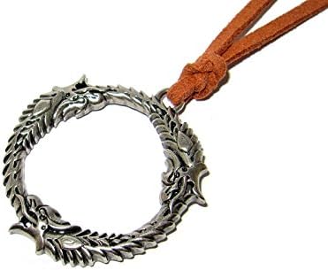 QueenGEEK Skyrim The Elder Scrolls Dragon Ring Circle Ourosboros Pendant Necklace US SELLER