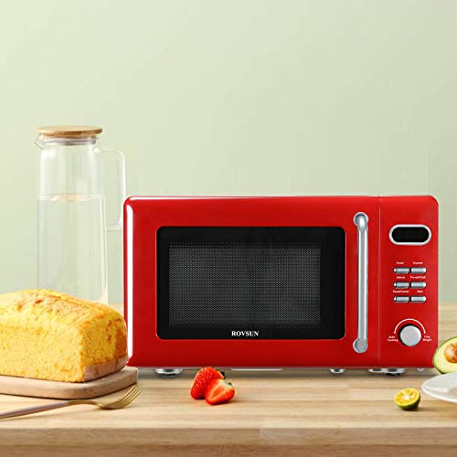 ROVSUN 0.7 Cu.ft Retro Countertop Microwave Oven, 700W, 5 Micro Power, Auto Cooking & Delayed