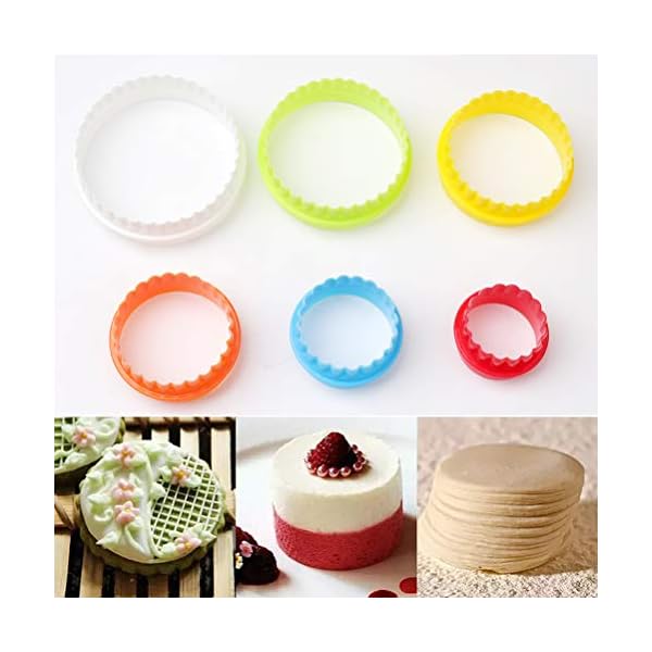 kuou-6-pcs-Cookie-Cutters-Plastic-Double-Sided-PlainCrinkle-Round-Cookie-Cutters-Baking-Tools-Kitchen-Gadgets-Baking-Tools-AccessoriesRandom-Color kuou 6 pcs Cookie Cutters, Plastic Double Sided Plain/Crinkle Round Cookie Cutters Baking Tools Kitchen Gadgets Baking…