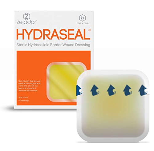 Hydrocolloid Border Wound Dressing – Waterproof, Breathable & Adhesive Patches for Faster Healing, Blister & Acne Protection – Ideal for Sensitive Skin - 5x5cm x 5