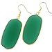 rockcloud Green Crystal Glass Dangle Hook Earrings Oval Gold Plated