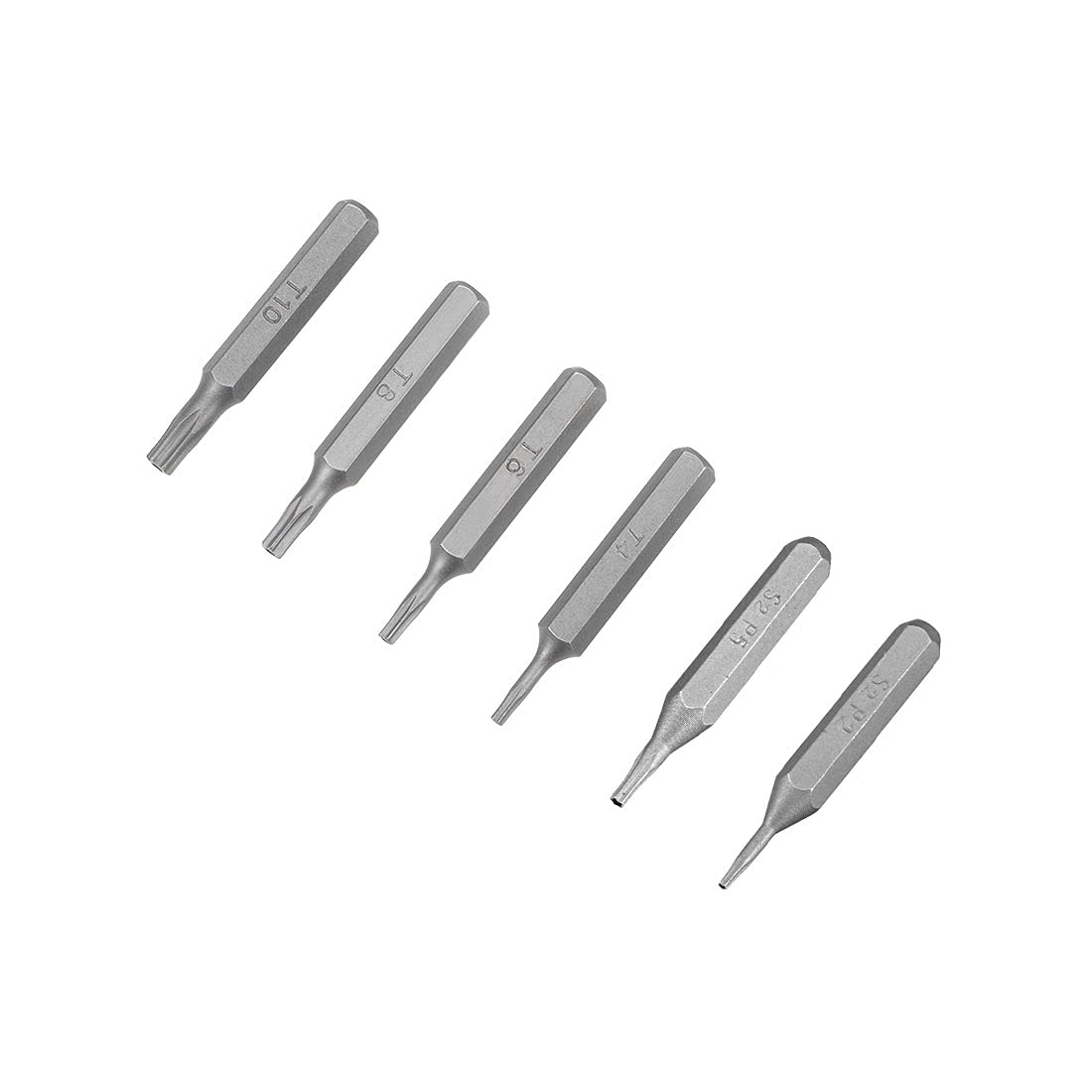 sourcing map Torx Bits Set 6pcs 5/32 Inch Hex Shank T4 T6 T8 T10 P2 P5 Screwdriver Bit Set 28mm Length S2 Screw Driver Kit Tools