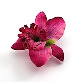 Fashion Wedding Bridal Flower Fabric Dendrobium Orchid Hair Clip Brooch Barrette Hot Pink
