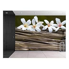 White Belladonna Flowers Over Branches - Wall Mural, Removable Sticker, Home Decor - 66x96 inches