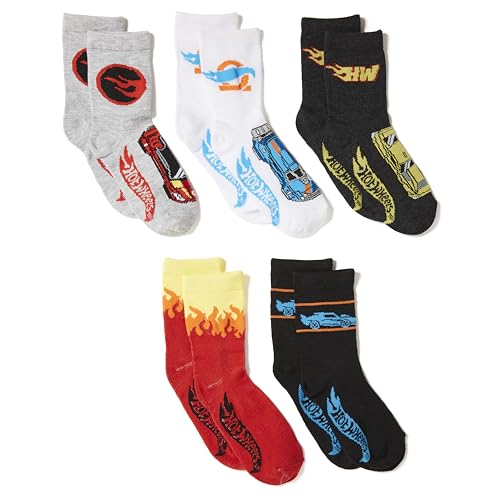 Hot Wheels boys Race Car 5 Pack Crew Socks