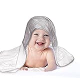 Hooded Baby Towel with Bonus Washcloth - 100% Organic Bamboo, Hypoallergenic, Extra Soft and Absorbent Towels with Hood for Infant, Toddler, Newborn and Kids