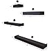 Ballucci Modern Ledge Wall Shelves, Set of 4 Wood Floating Shelves for Bedroom, Bathroom, Living Room, Kitchen, Nursery, Black