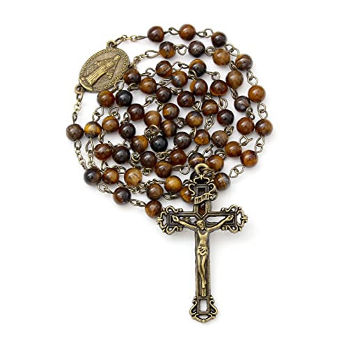 KOMI Rosary Beads Catholic for Women Gemstone Rosary Beads Necklace with Crucifix Cross Crystal Pearl Rosary Rosarios Catolicos Catholic Gifts