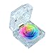 DeFancy Handmade Preserved Rose with Acrylic Crystal Ring Box for Proposal Engagement (Rainbow)