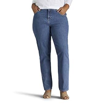 LEE Women's Plus Size Relaxed-fit Elastic-Waist Jean at Amazon Womenâs Clothing store lee relaxed fit jeans for women plus size